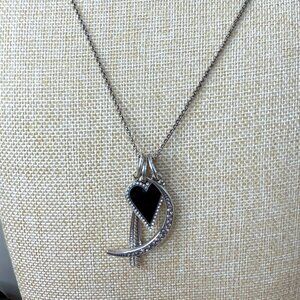 Brighton Dazzling Love Heart Necklace With Black Heart Pendant & Silver Accents